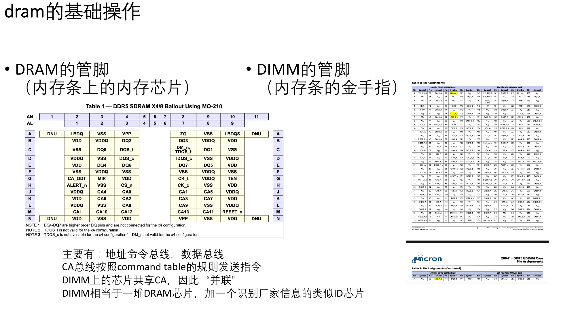 DRAM 与 DIMM 管脚（原稿第 8 页）